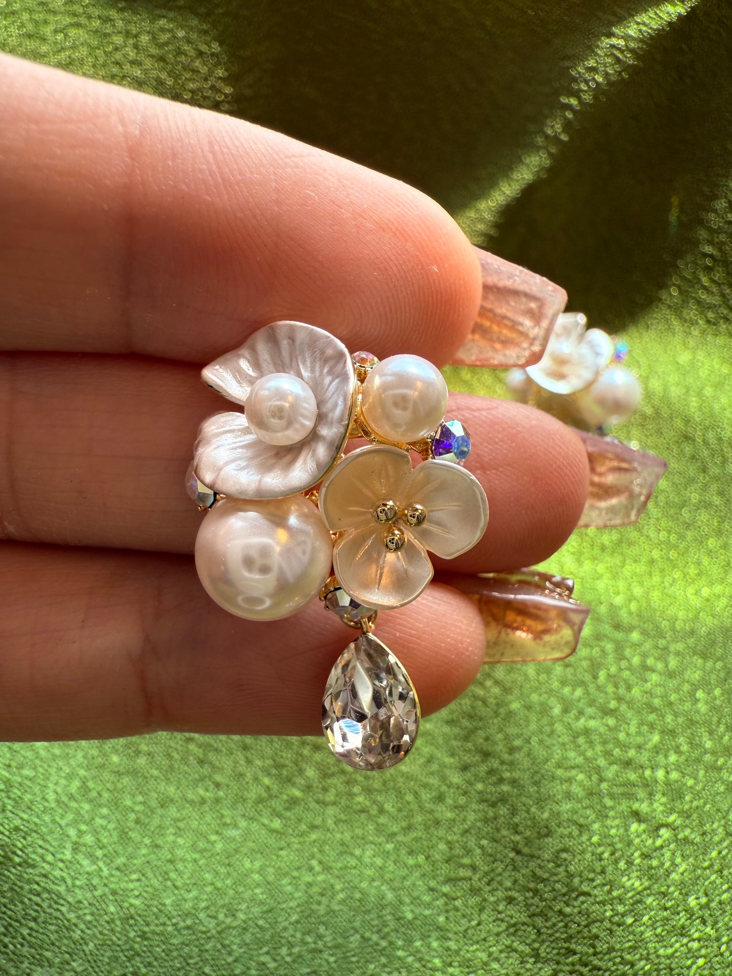 Pearl and Floral Bouquet Earrings