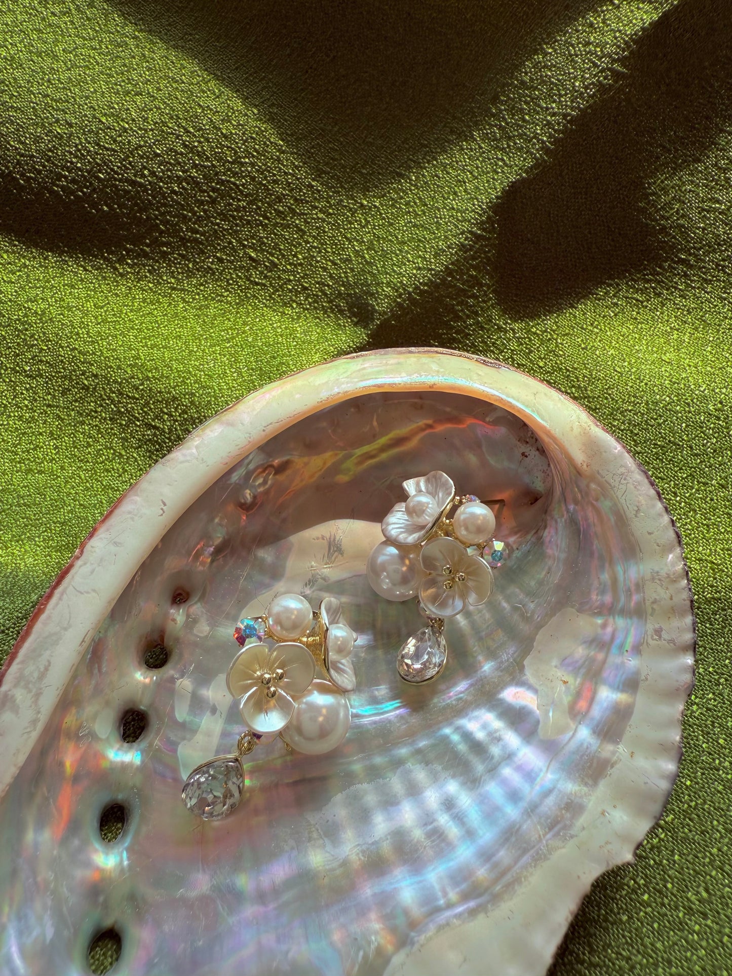 Pearl and Floral Bouquet Earrings