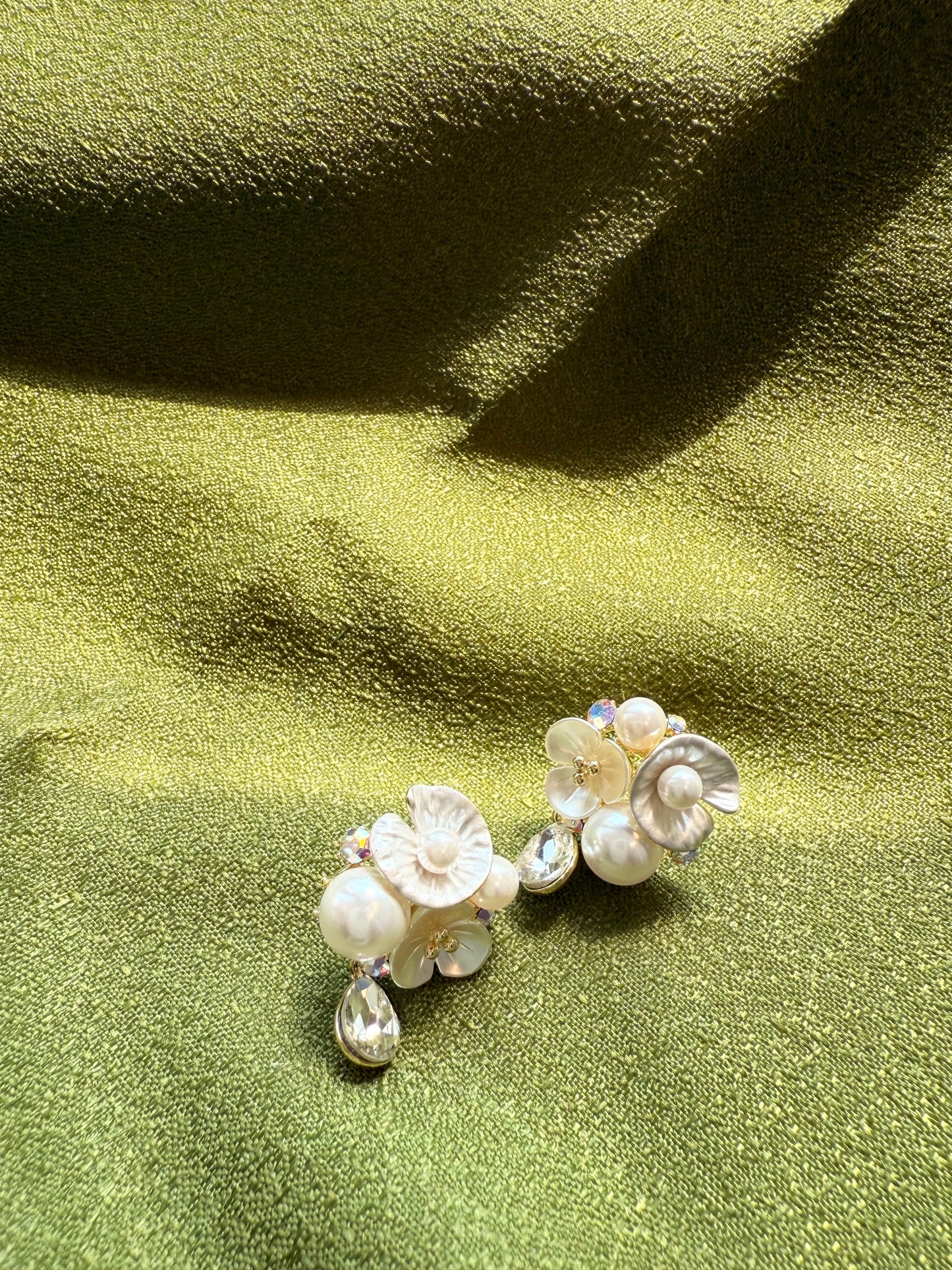 Pearl and Floral Bouquet Earrings