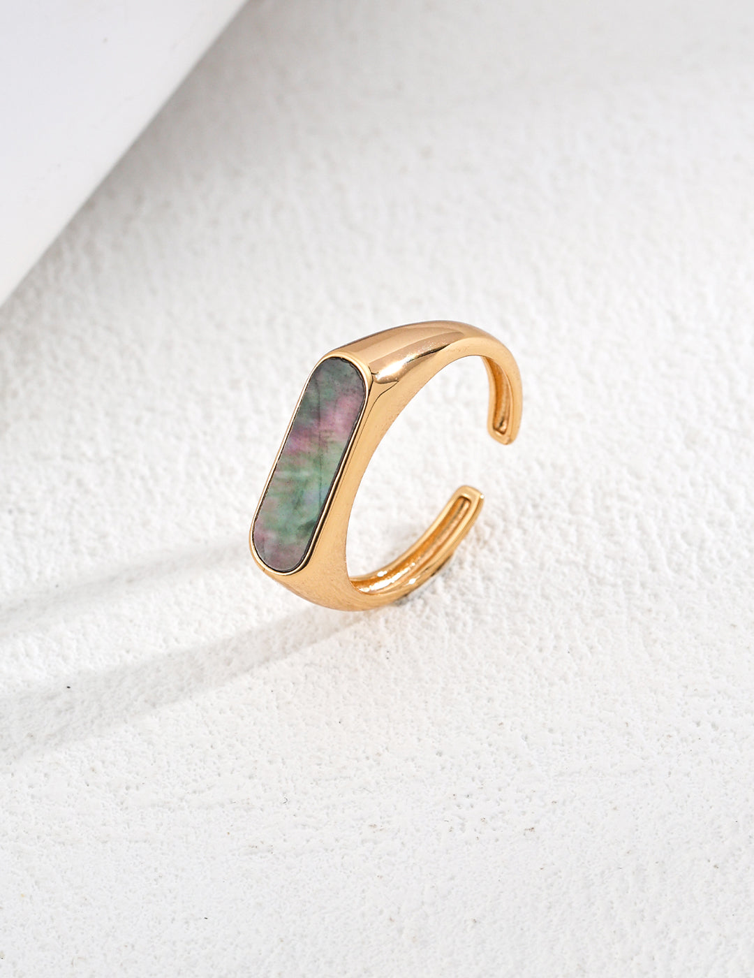 S925 Sterling Silver Minimalist Black Shell Ring