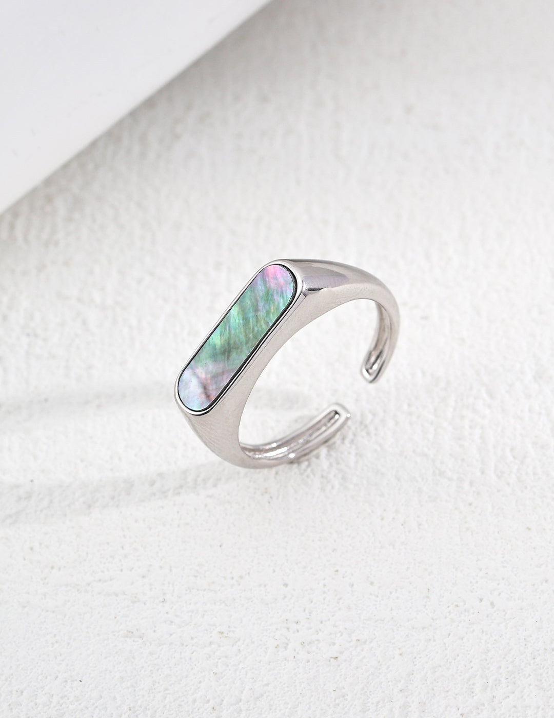 S925 Sterling Silver Minimalist Black Shell Ring