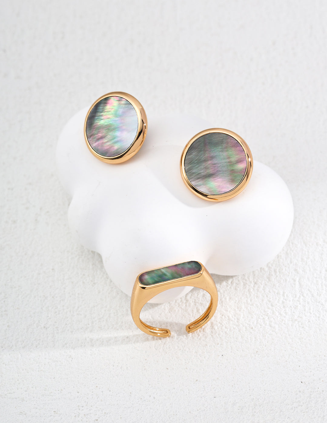 S925 Sterling Silver Minimalist Black Shell Ring