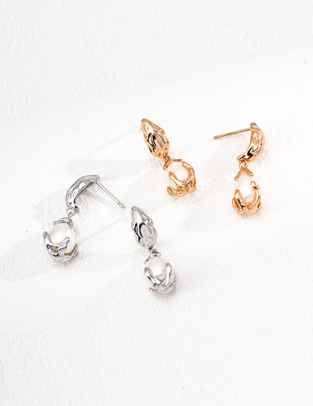 Flowing Lava Natural Pearl Earrings - S925 Silver