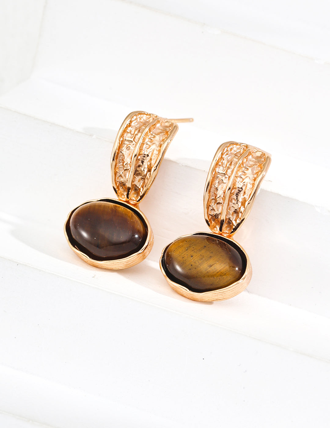 S925 Silver Black Agate and Tiger's Eye Earrings