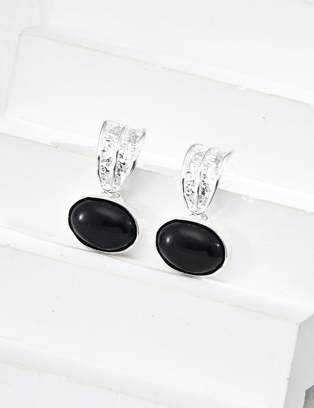 S925 Silver Black Agate and Tiger's Eye Earrings