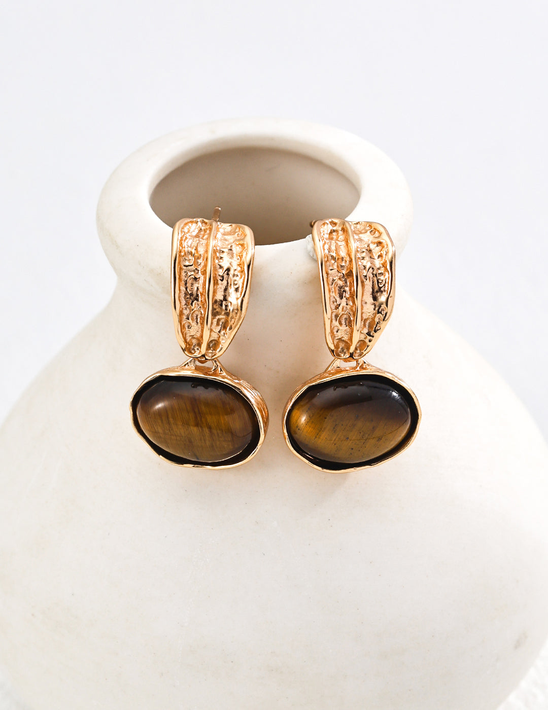 S925 Silver Black Agate and Tiger's Eye Earrings