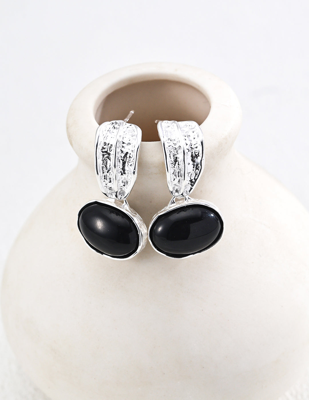 S925 Silver Black Agate and Tiger's Eye Earrings