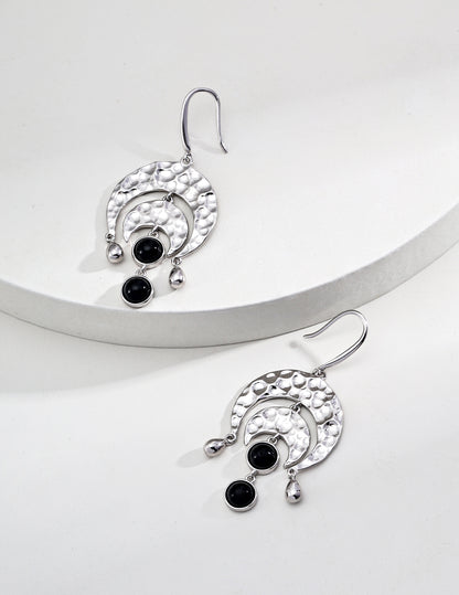 Moon Goddess Earrings-S925 Silver Agate